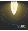 V-TAC B22 4W Varm Hvid LED Kerte Pære - Klar Glas - RESTLAGER