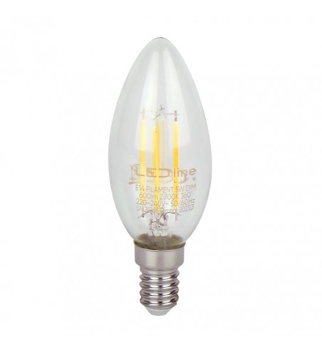 LED LINE C35 E14 5W Varm Hvid Dæmpbar LED Kerte Pære - Klar Glas