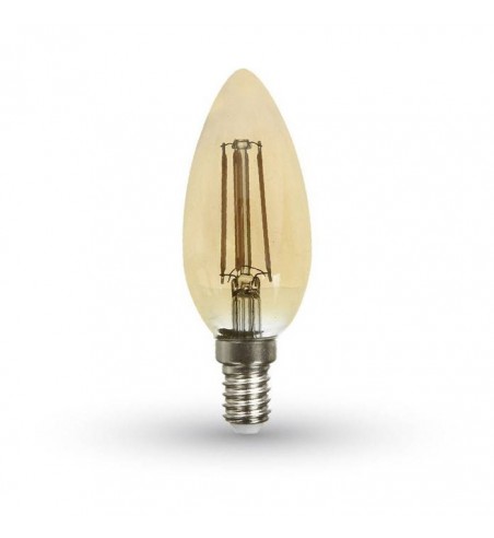 V-TAC C35 E14 4W Varm Hvid LED Kerte Pære - Gyldent Glas - RESTLAGER