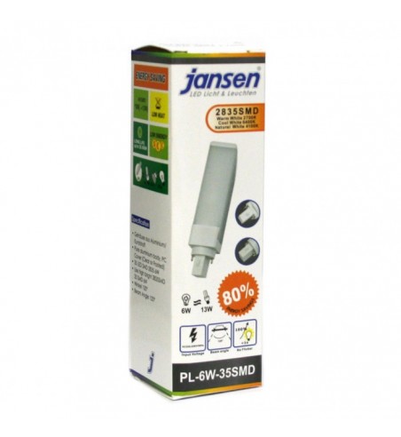 JANSEN G24Q 6W|7.5W|10W Varm|Neutral Hvid PL LED Lysstofrør - 4 PIN